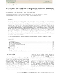Resource Allocation to Reproduction in Animals