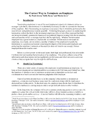 The Correct Way to Terminate an Employee by Noah Green,1 Kelly Ryan,2 and Martin Levy3