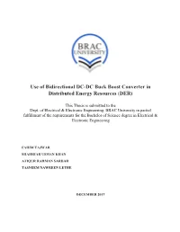 Use of Bidirectional DC-DC Buck Boost Converter in Distributed Energy Resources (DER)
