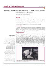 Primary Obstructive Megaureter in a Child: a Case Report and Review of Literature