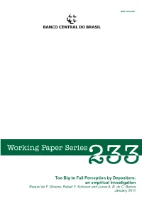 Too Big to Fail Perception by Depositors: an Empirical Investigation1