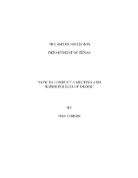 “How to Conduct a Meeting and Roberts Rules of Order” by Dan Corbin