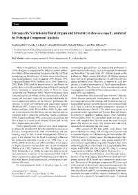 Intraspecific Variation in Floral Organs and Structure in Brassica Rapa L. Analyzed by Principal Component Analysis