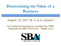 Determining the Value of a Business