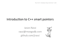 Introducvon to C++ Smart Pointers