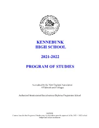 Kennebunk High School 2021-2022 Program of Studies