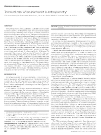 Technical Error of Measurement in Anthropometry*