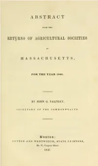Abstract from the Returns of Agricultural Societies in Massachusetts