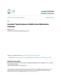 Geometric Transformations in Middle School Mathematics Textbooks