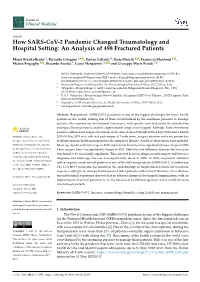 How SARS-Cov-2 Pandemic Changed Traumatology and Hospital Setting: an Analysis of 498 Fractured Patients