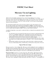 IMERC Fact Sheet Mercury Use in Lighting
