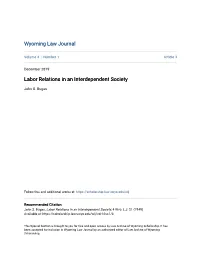 Labor Relations in an Interdependent Society