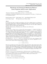 Metzlerian and Generalized Metzlerian Matrices: Some Properties and Economic Applications