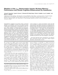 Mutation of the 2A-Adrenoceptor Impairs Working Memory Performance and Annuls Cognitive Enhancement by Guanfacine