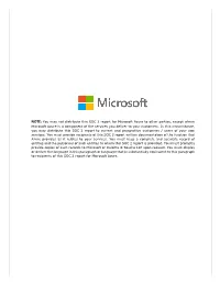 NOTE: You May Not Distribute This SOC 2 Report For