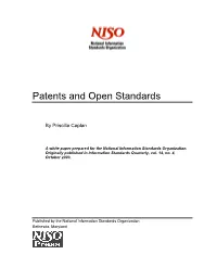 Patents and Open Standards