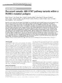 Recurrent Somatic JAK-STAT Pathway Variants Within a RUNX1-Mutated Pedigree