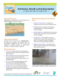 Soil Erosion, Runoff, and Sedimentation Construction Site Fact Sheet No