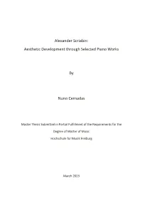Alexander Scriabin: Aesthetic Development Through Selected Piano Works by Nuno Cernadas