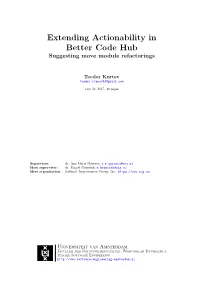 Extending Actionability in Better Code Hub Suggesting Move Module Refactorings