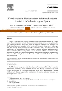 Flood Events in Mediterranean Ephemeral Streams Ž / Ramblas In