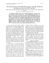 The Enzyme Kinetics of NADH Dehydrogenase After the Addition