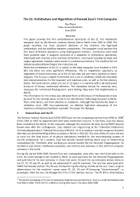 The Z1: Architecture and Algorithms of Konrad Zuse's First Computer