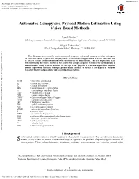 Automated Canopy and Payload Motion Estimation Using Vision Based Methods