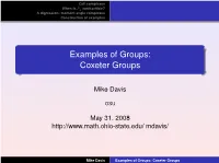 Examples of Groups: Coxeter Groups