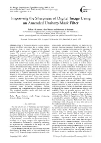 Improving the Sharpness of Digital Image Using an Amended Unsharp Mask Filter