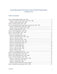 Loyola Marymount University Archives Student Organizations Container List