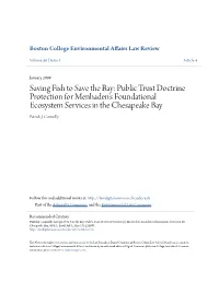 Public Trust Doctrine Protection for Menhaden's Foundational Ecosystem Services in the Chesapeake Bay Patrick J