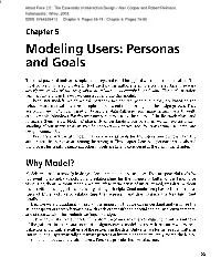 Modelling Users: Personas and Goals. Scenarios