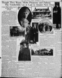 The Vanderbilts Lie at Last in Quaint New Dorp