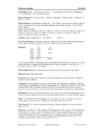 Thermaerogenite Cual2o4 - Crystal Data: Cubic