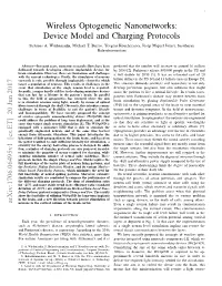 Wireless Optogenetic Nanonetworks: Device Model and Charging Protocols Stefanus A