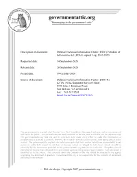 DTIC) Freedom of Information Act (FOIA) Request Log, 2010-2020