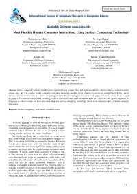 Most Flexible Human Computer Interactions Using Surface Computing Technology