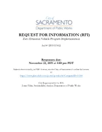REQUEST for INFORMATION (RFI) Zero Emission Vehicle Program Implementation