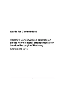 Wards for Communities Hackney Conservatives Submission on The