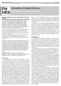 Analytical Platforms at Swiss Universities of Applied Sciences