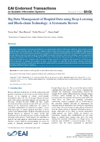 Big Data Management of Hospital Data Using Deep Learning and Block-Chain Technology: a Systematic Review