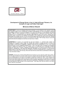 Development of Energy Sector in Iran in Light of Energy Trilemma. an Analysis of Legal and Policy Challenges