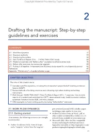 Drafting the Manuscript: Step-By-Step Guidelines and Exercises