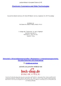 Electronic Commerce and Web Technologies