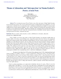 'Introspection' in Nissim Ezekiel's Poetry:A Brief Note