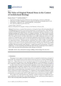 The Value of Original Natural Stone in the Context of Architectural Heritage