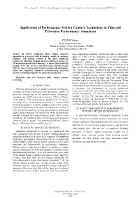 Application of Performance Motion Capture Technology in Film and Television Performance Animation