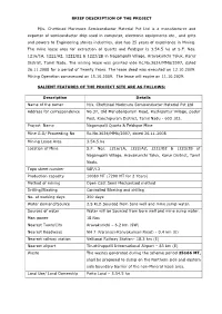 BRIEF DESCRIPTION of the PROJECT M/S. Chettinad Morimura