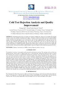 Cold Test Rejection Analysis and Quality Improvement